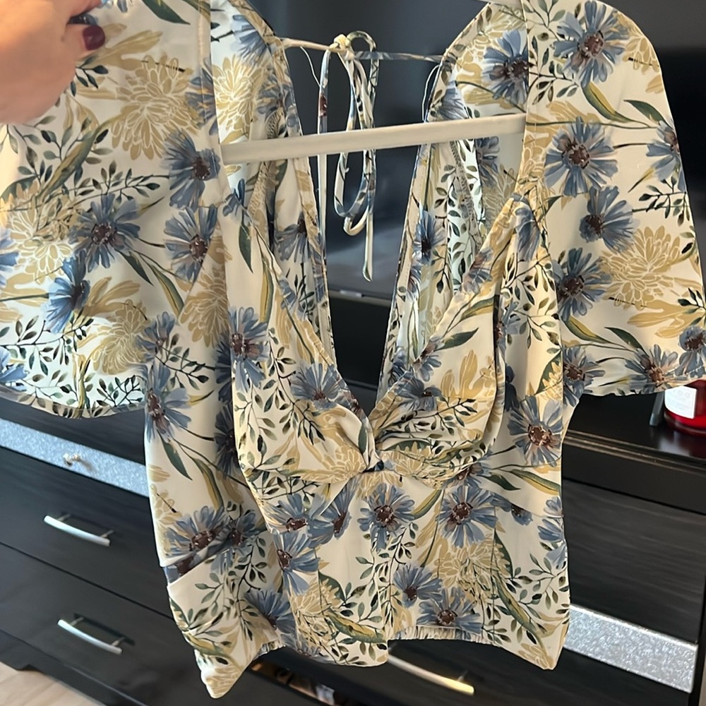 Cute floral silk top